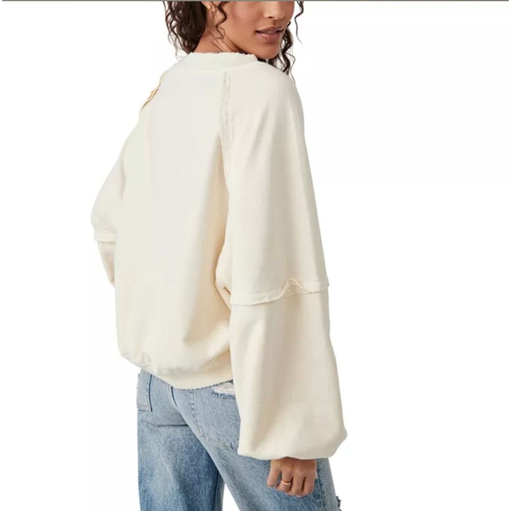 Free People Sweet Deets Sweatshirt Top Oversized Pullover Long Sleeves S 265869 - Picture 5 of 11